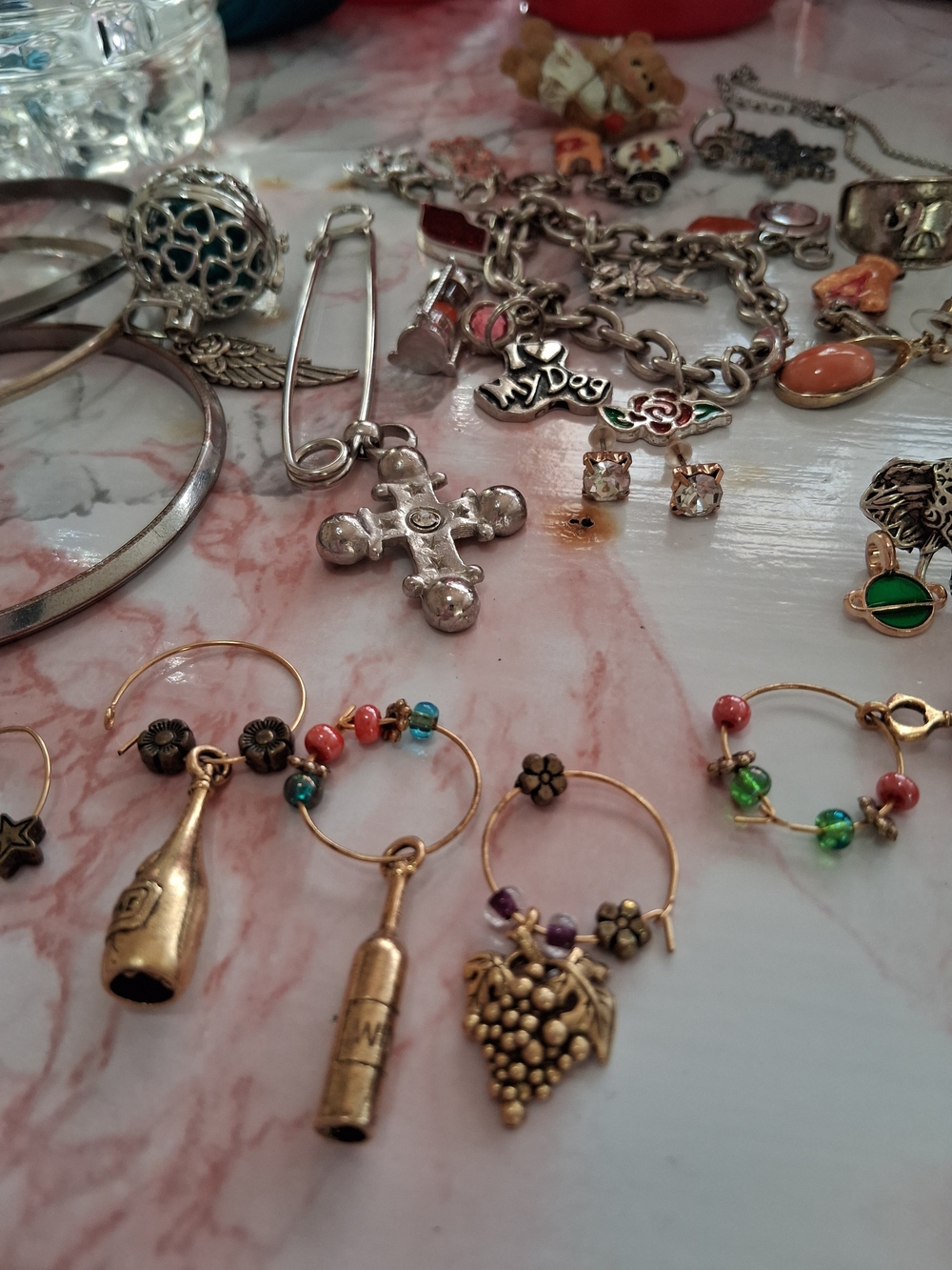 Silver Tone Mixed Jewelry Collection - Assorted Charms and Necklaces - Picture 3 of 12